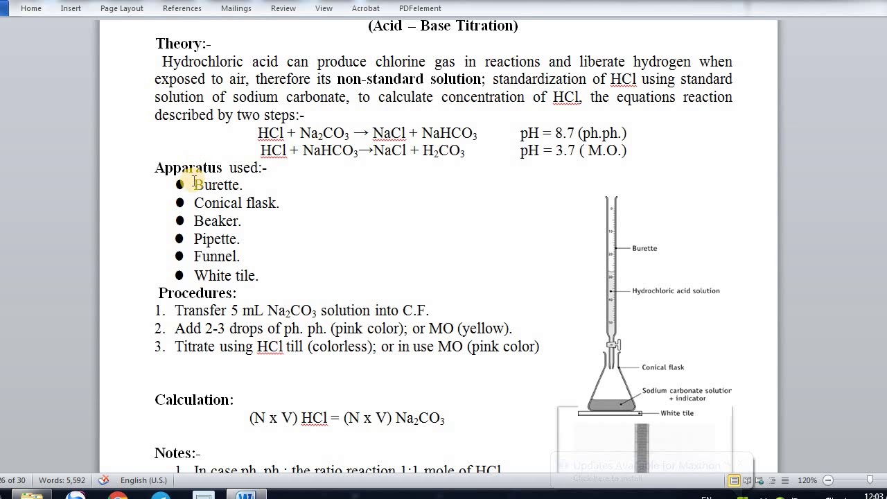 Lab 4.... HCl with Sodium carbonate titration YouTube