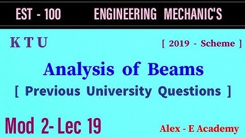 EST 100 - Engg Mechanics | Mod 2 - Lec 19 | Analysis of Beams - Previous University Questions | KTU