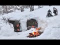 WINTER CAMPING in a SNOW BUNKER - Cold Weather BUSHCRAFT - No Tent - Survival Shelter - Sub Zero