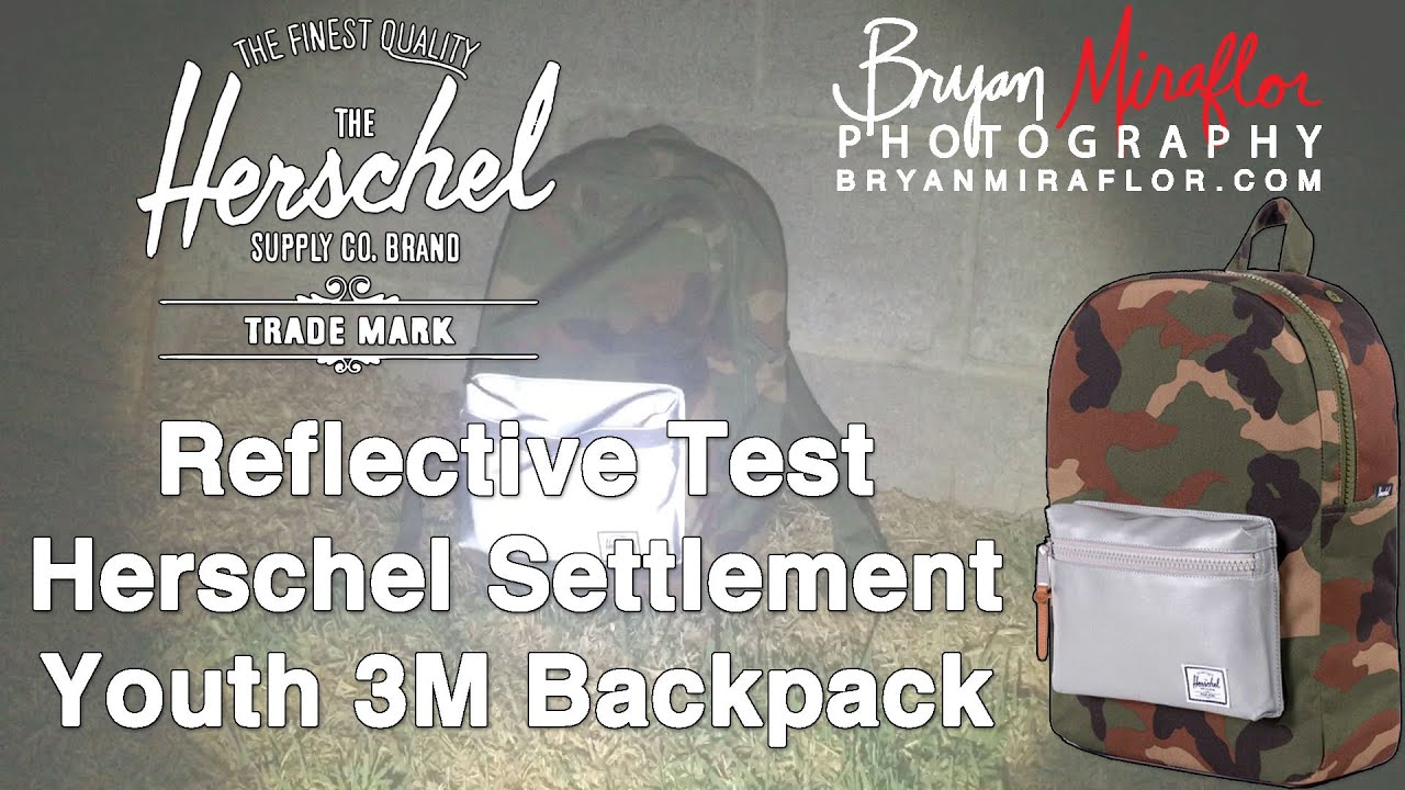 Light Reflection Test on Herschel Settlement Youth Kids Woodland Camo 3M Reflective Backpack 2016