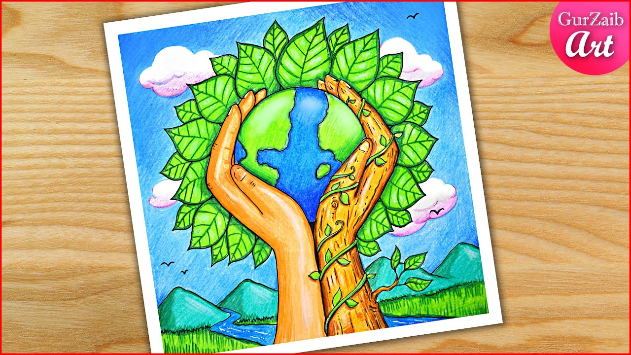 How to draw save trees drawing  save trees save earth save nature poster easy