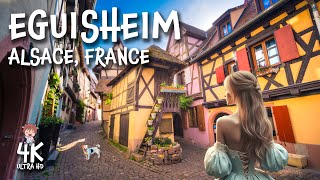 EGUISHEIM, FRANCE 4K walk. Belle’s village? A beautiful medieval town in Alsace