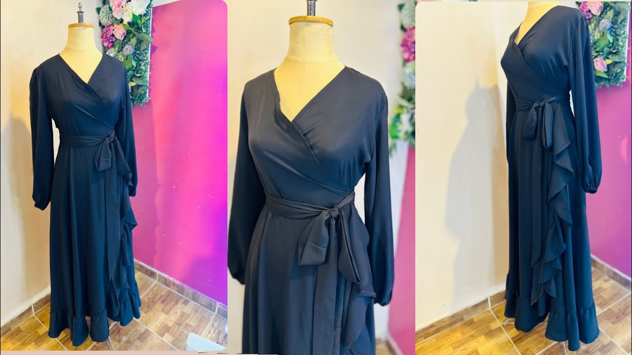 قص وخياطه فستان كروازيه #جيبة كروازيه وكلوش حلزوني#ترند #لبس_ترك🖤✨