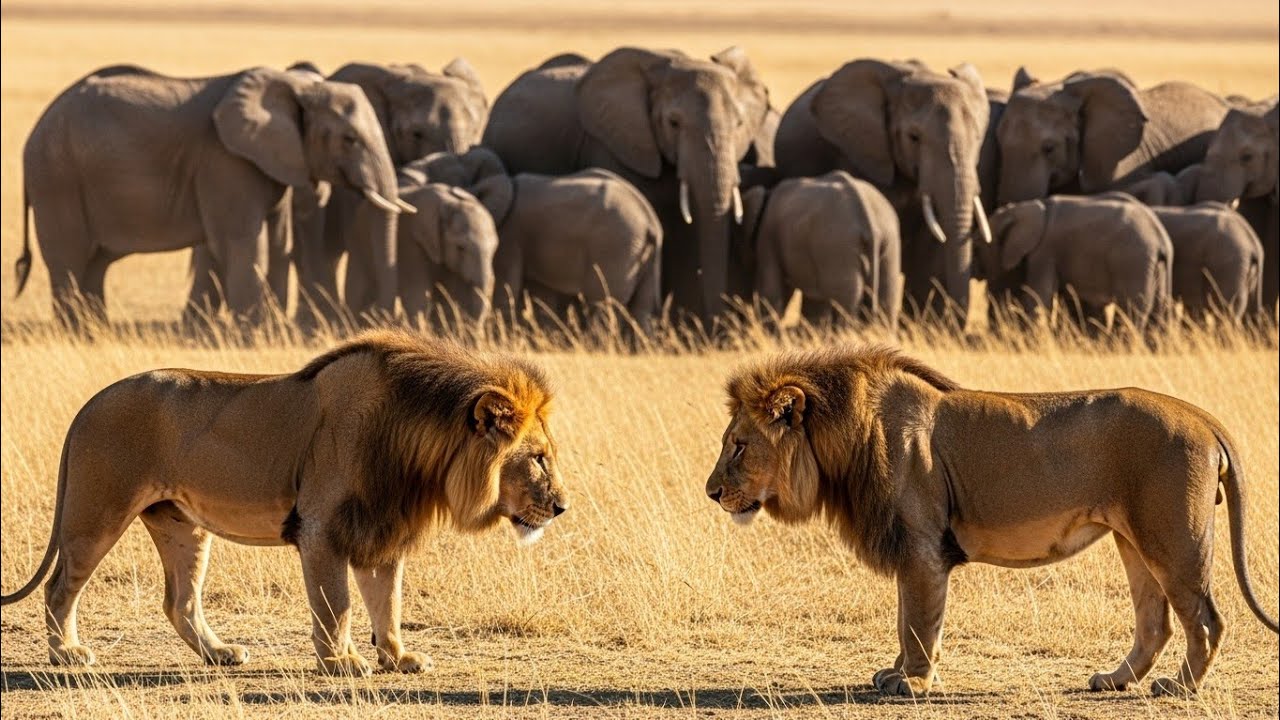 “Lion Brothers vs Elephants | Epic Wildlife Clash | Nat Geo Wildlife Documentary”