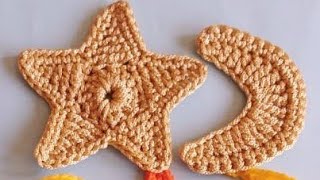 #كروشيه زينة رمضان#الهلال???_والنجمة?? crochet Hilal & star for Ramadan