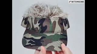 WITHMOONS Flare Hair Sun Visor Cap with Fake Hair Wig Novelty KR1588