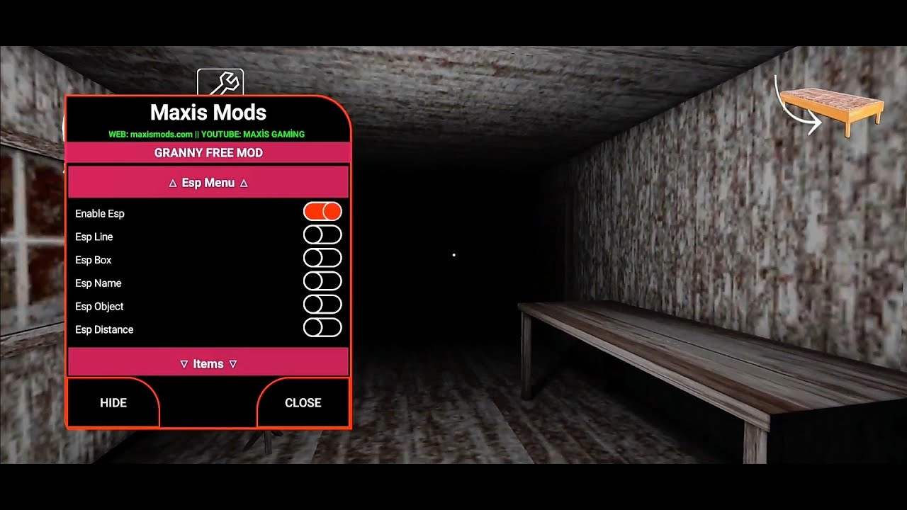 GRANNY MEGA MOD MENU APK 1.8 (Unlimited Ammo, Items, Fly,