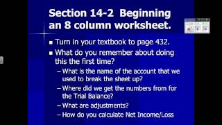 Chapter 14 section 2   working with the trial balance of the worksheet