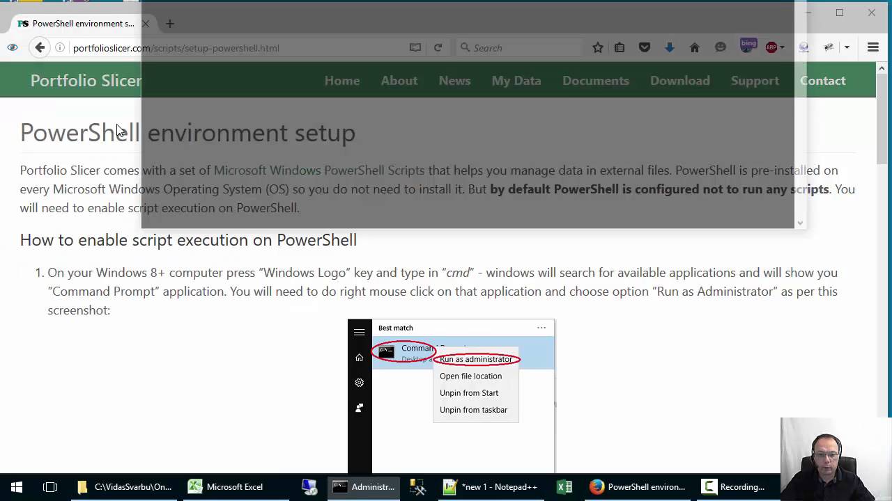 PowerShell environment setup - Portfolio Slicer