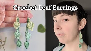 🧶 Crochet Tutorial: leaf dangle earrings 🍃