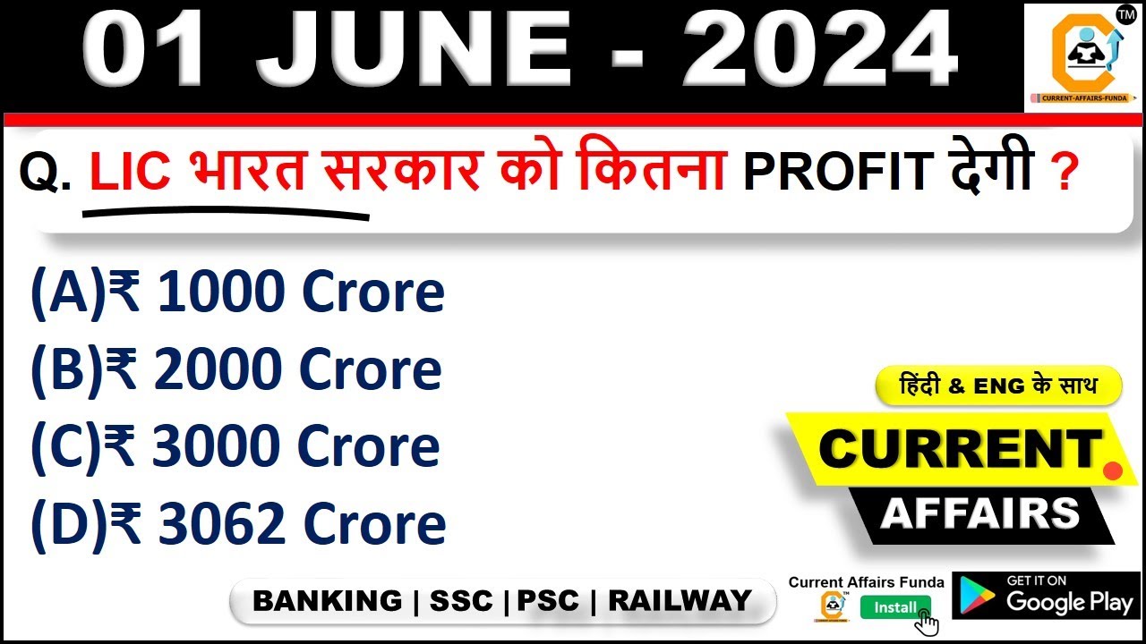 1 June Current Affairs 2024 | Daily Current Affairs | Today Current ...