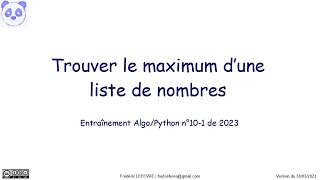 🔎 Exercice corrigé Python - Trouver le maximum d'une liste de nombres