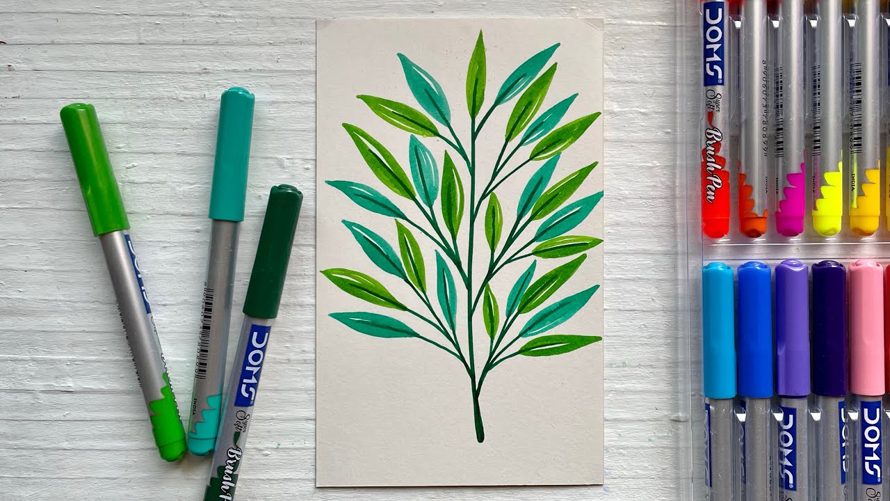 Leaves Painting With Brush Pens Art For Beginners Easy Art Ideas leaves-painting-with-brush-pens-art-for-beginners-easy-art-ideas