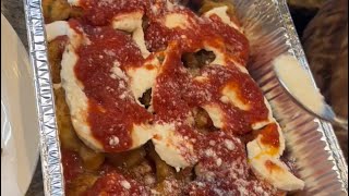 Shrimp Parmigiana w/ baked zucchini❤️