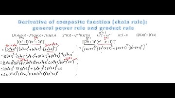 Derivative of composite function (chain rule): general power rule and product rule