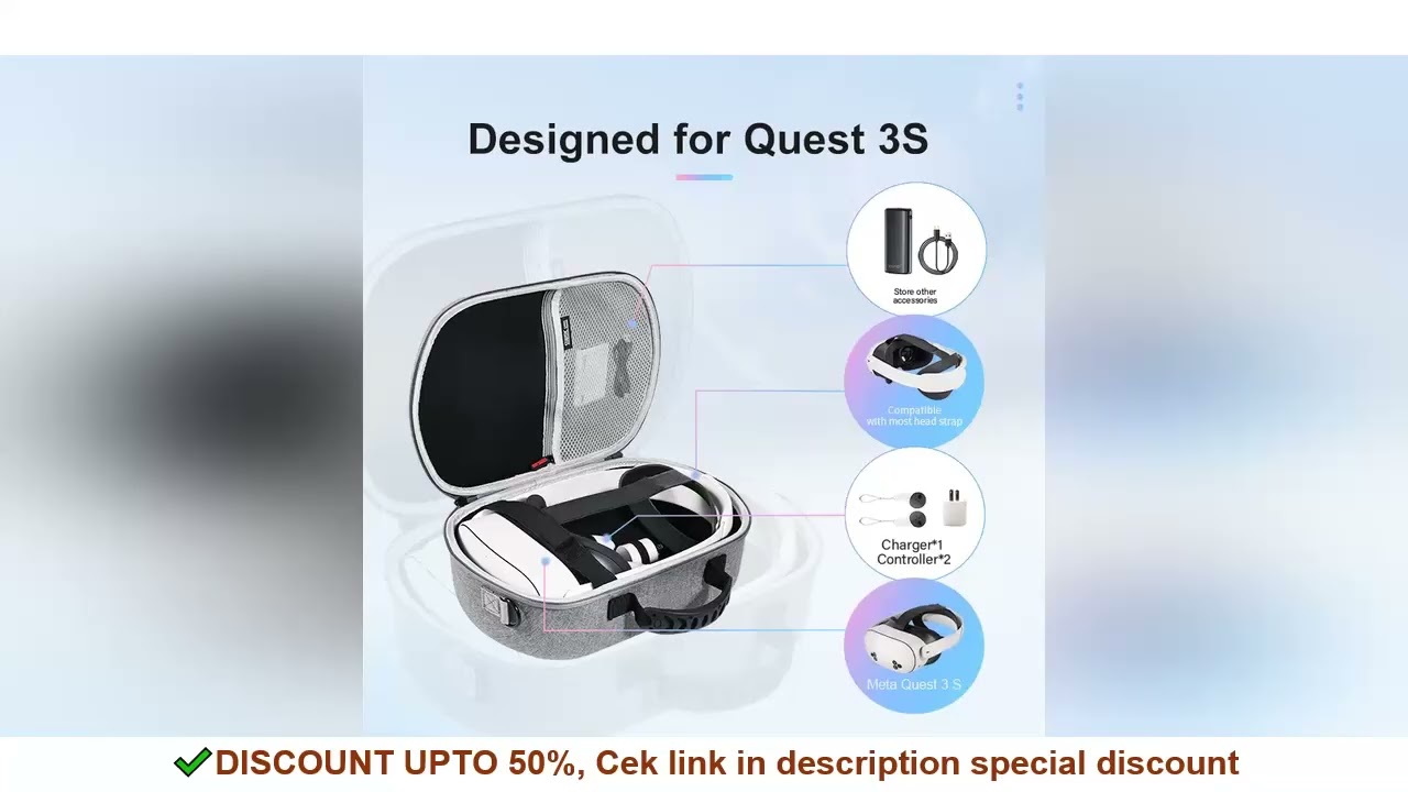 STARTRC For Meta Quest 3S VR Glasses Carrying Case Game Controller Portable Storage Bag VR Head Stra