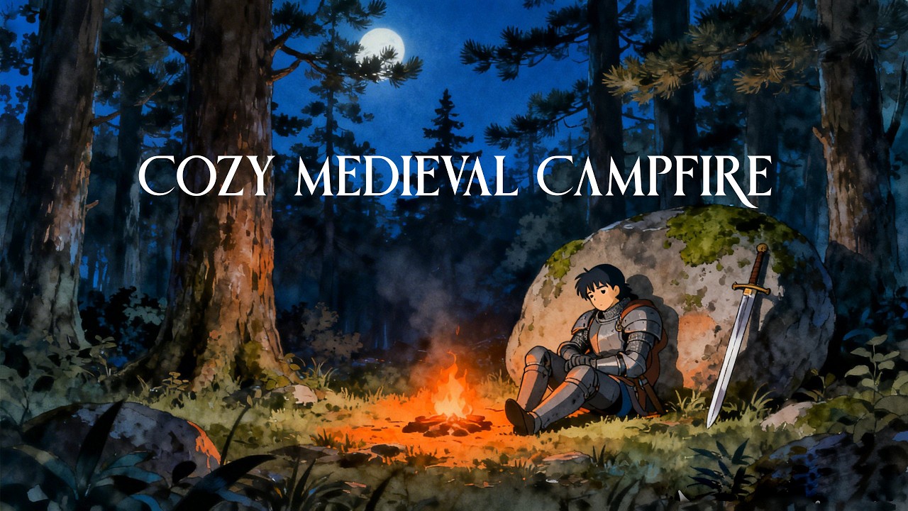 Sleep by the Cozy Medieval Campfire  Peaceful Night Ambience