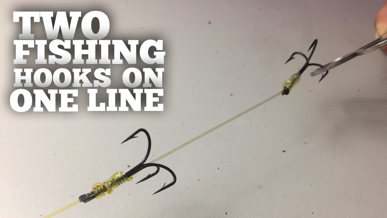 TWO FISHING HOOKS ON ONE LINE  HOW TO TIE HOOKS 🎣 