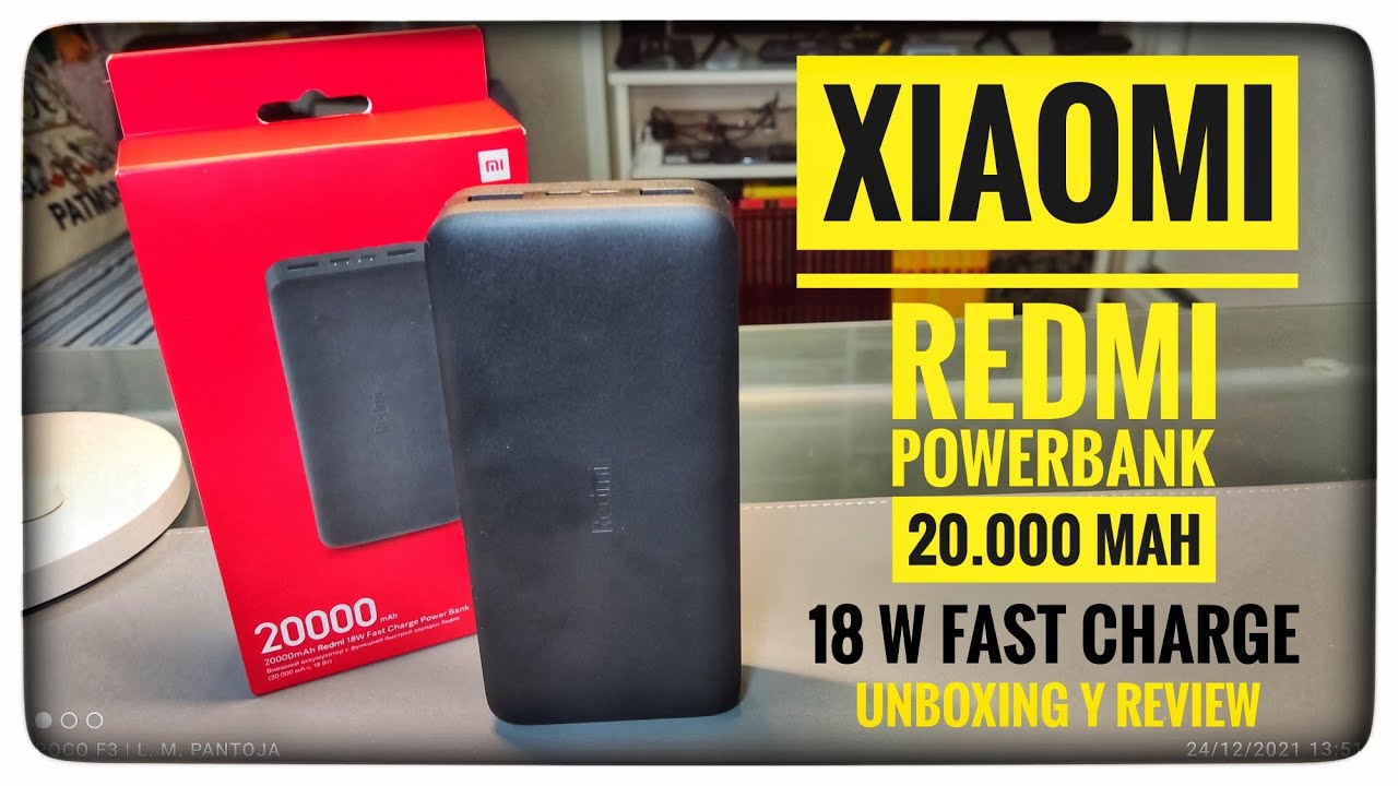 Bateria externa Xiaomi Redmi 18w Fast Charge black 20000mah.