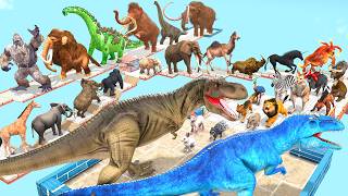The Ultimate Battle 40 Wild Animals Vs Giga T - Rex Dinosaur Epic Run Animal Revolt Battle Simulator