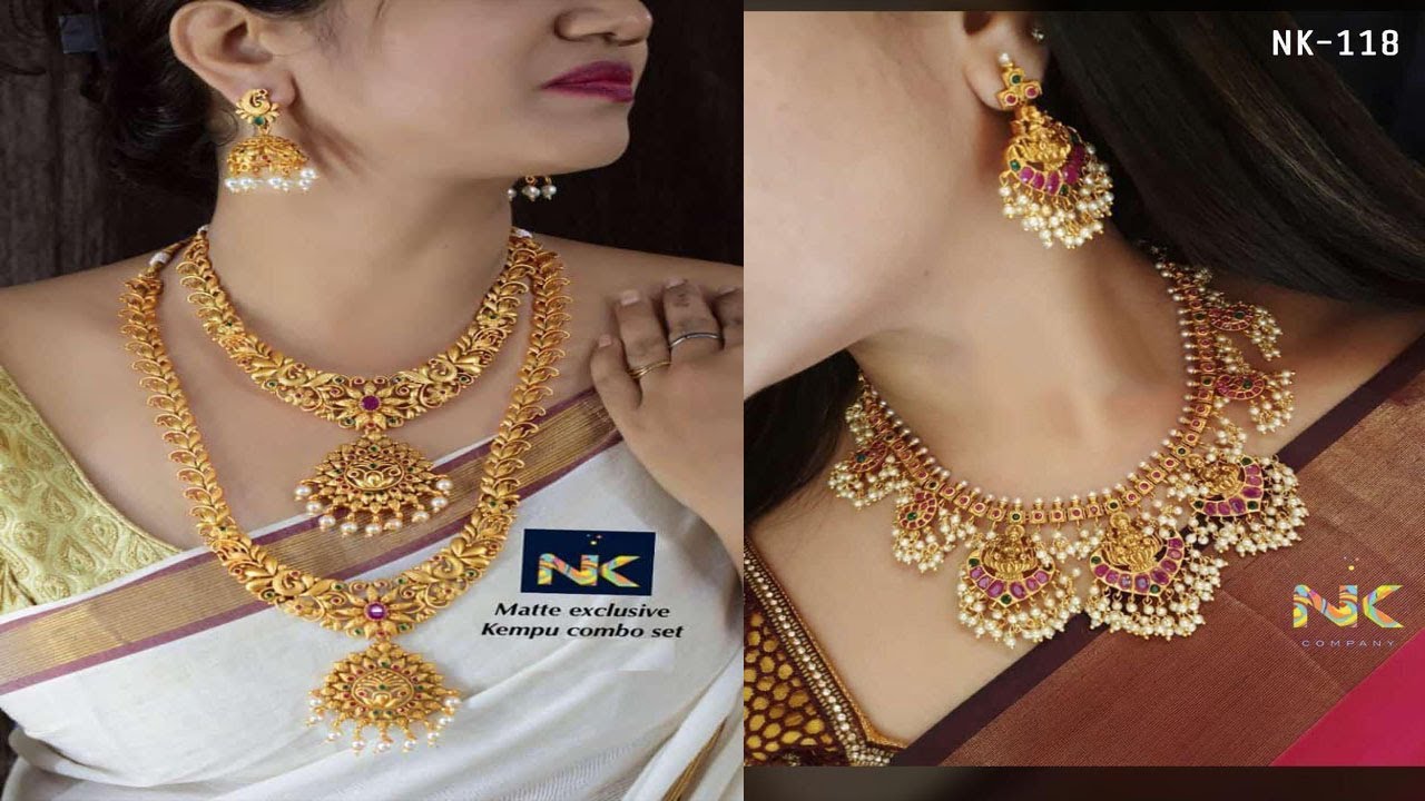 latest one gram gold necklace sets 