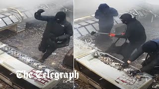 video: Gone in 70 seconds: Shocking moment gang ram-raids jewellers in broad daylight