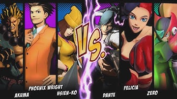 AKUMA & PHOENIX WRIGHT & HSIEN-KO vs DANTE & FELICIA & ZERO - Ultimate Marvel vs Capcom 3 (2011)