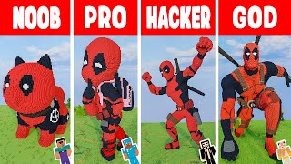 Minecraft Deadpool 3 Statue House Build Challenge - Noob Vs Pro Vs Hacker Vs God