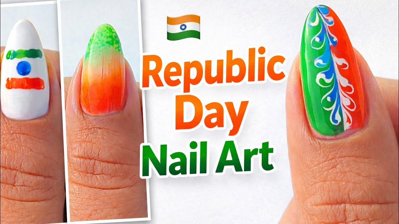 Republic Day Nail Art 🇮🇳 | 26 January Special Tricolor Nail Art Designs | Easy Nail Art Tutorial