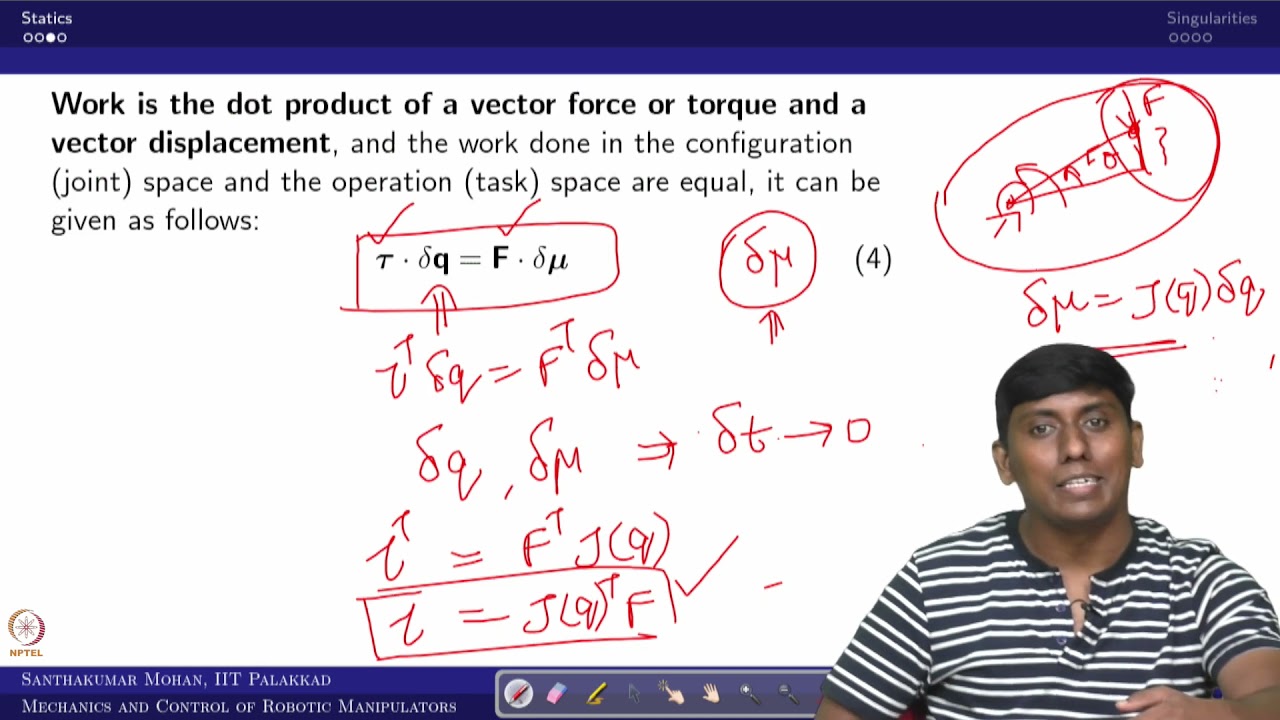 Lecture 22 - Manipulator Statics and Workspace singularities