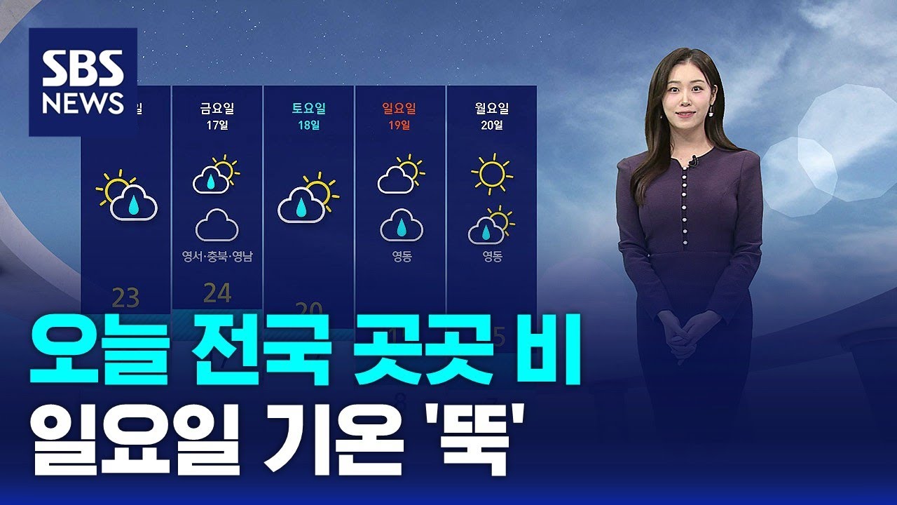 [날씨] 오늘 전국 곳곳 비…일요일 기온 '뚝' / SBS