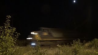 Screaming 60MPH CSX Freight Q384 - Solo YN2 AC4400CW #346 - 2 Massive Low Flatcars Mentor OH Oct