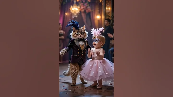 Watch the video about Our cat is at the masquerade ball #catvideos #babydance #catshorts