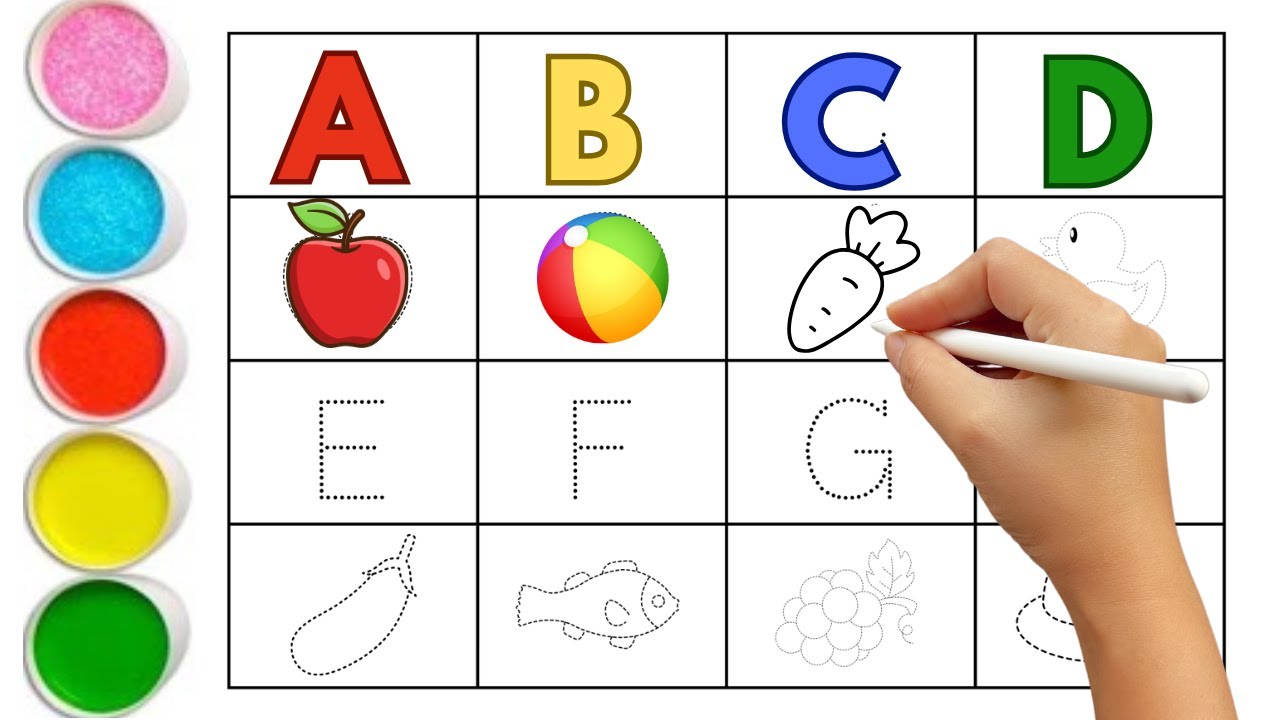 Trace ABC Letters A to H ✍️ | Phonics, Drawing & Coloring Fun for Kids!