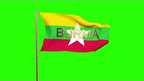 Burma Flag With Title Waving In The Wind. Looping Sun Rises Style. Animation Loo Stock Animation