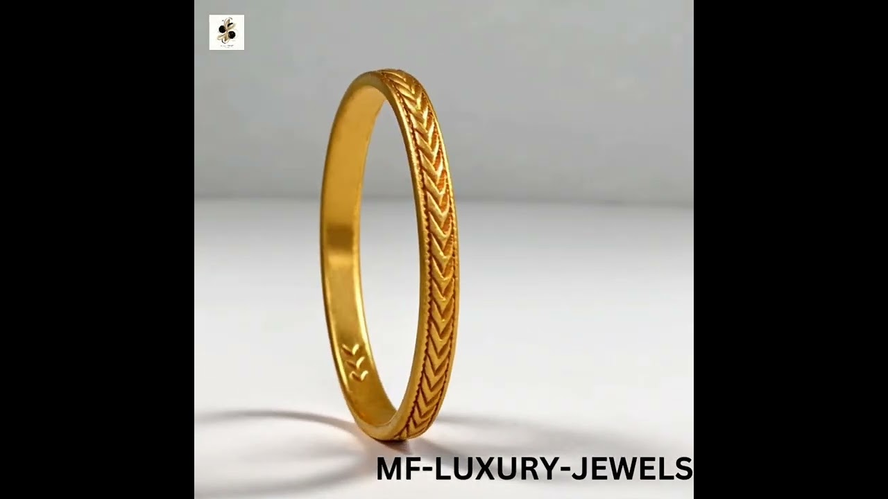 14K Real Yellow Gold Geometric Engraved Band | Unisex Wedding Ring Design