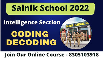 Coding Decoding | Intelligence Sainik School | How to Prepare for Sainik School 22 Intelligence