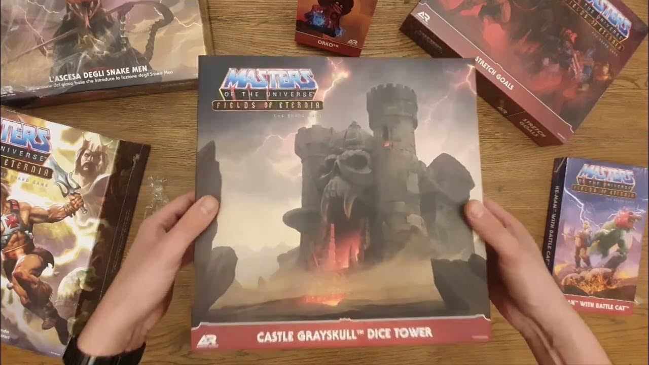 UNBOXING Castle Grayskull Dice Tower MOTU Fields of Eternia boardgame