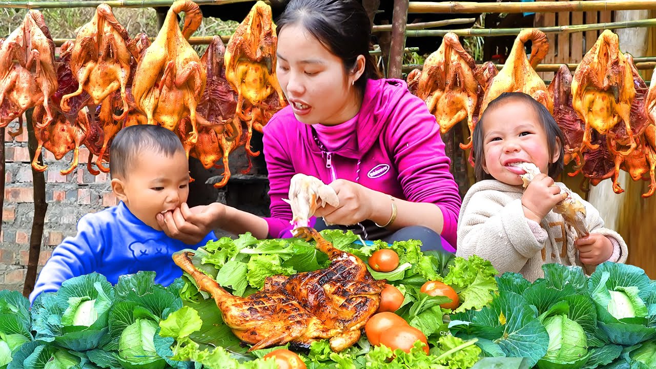 Harvest Giant Cabbage to sell at the market & Cook Delicious Roast Chicken with single mom