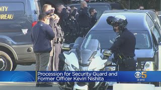 Procession Held For Slain News Security Guard Kevin Nishita