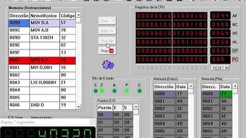 convertido hexadecimal-decimal(display 7 segmentos) y cronometro ensamblador microprocesador 8085