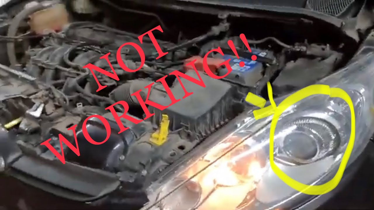 how left main dipped beam bulb on Ford Fiesta 2009 - YouTube