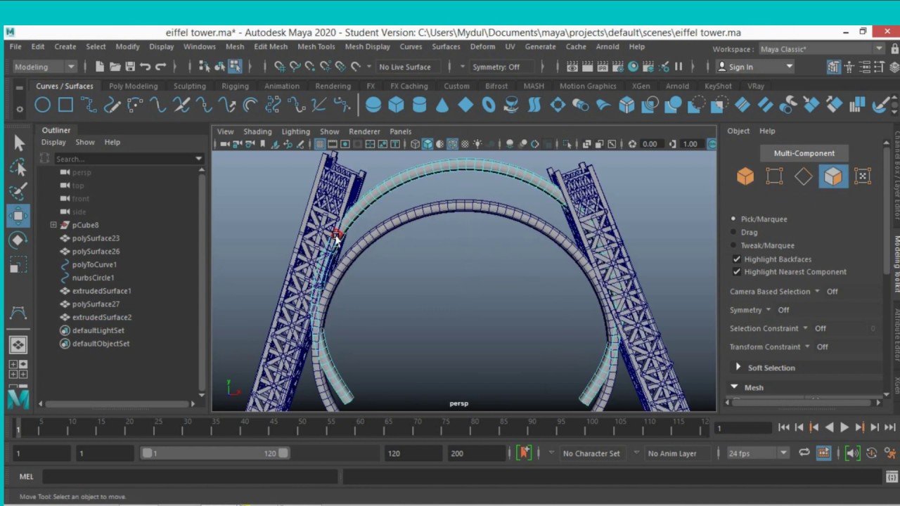 How to model eiffel tower in maya 2020 part-02 - YouTube