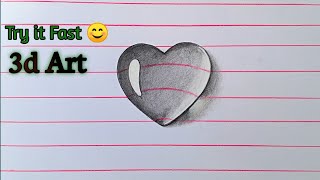 How to Draw 3D Water Drop Heart Shape , Easy 3D Drawing, Creative Prasanta