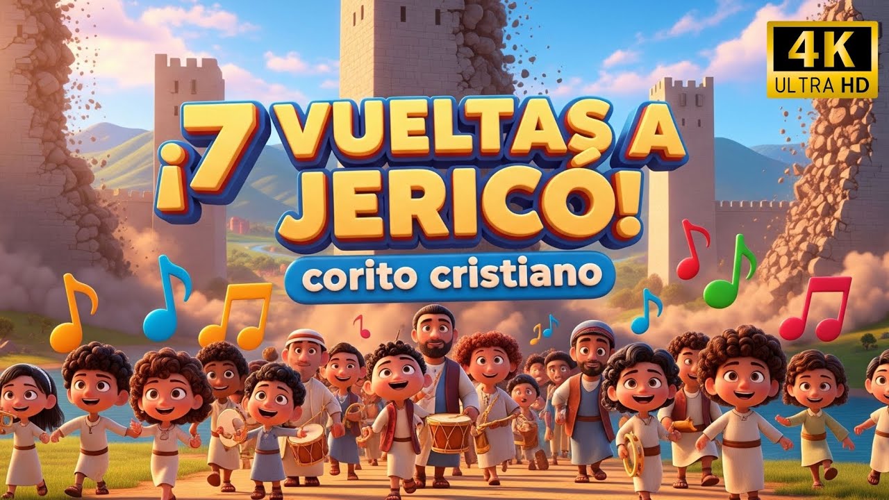 Le Dieron 7 Vueltas a Jericó 🎺🏰 | Corito Canción Cristiana Infantil | Video Animado 2025 4K