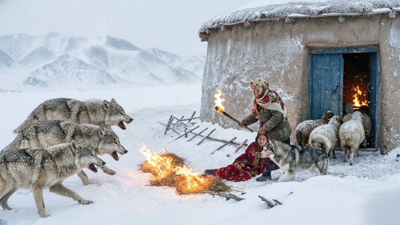 Blizzard in Afghanistan | 93 Year Old Widow and Brave Grandchild Protect Sheep from Wolves