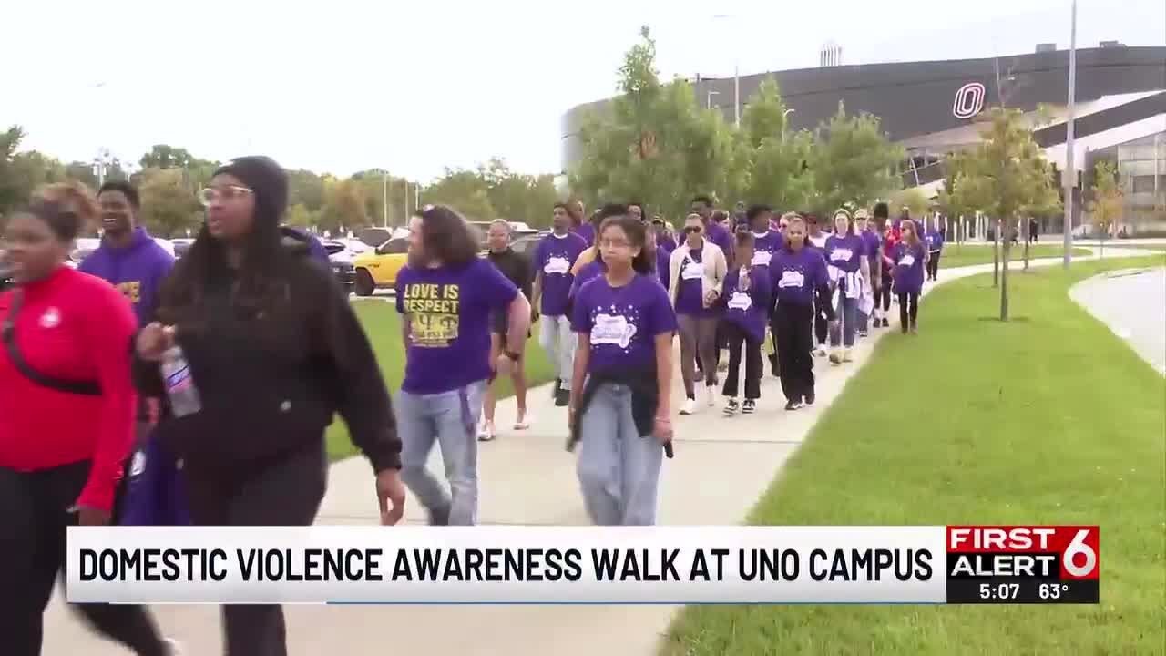 Domestic violence awareness walk at UNO campus - YouTube