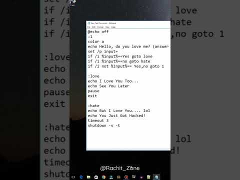 Create I Love You Virus Using Notepad 🔥🤪 #youtubeshorts #shorts #programming