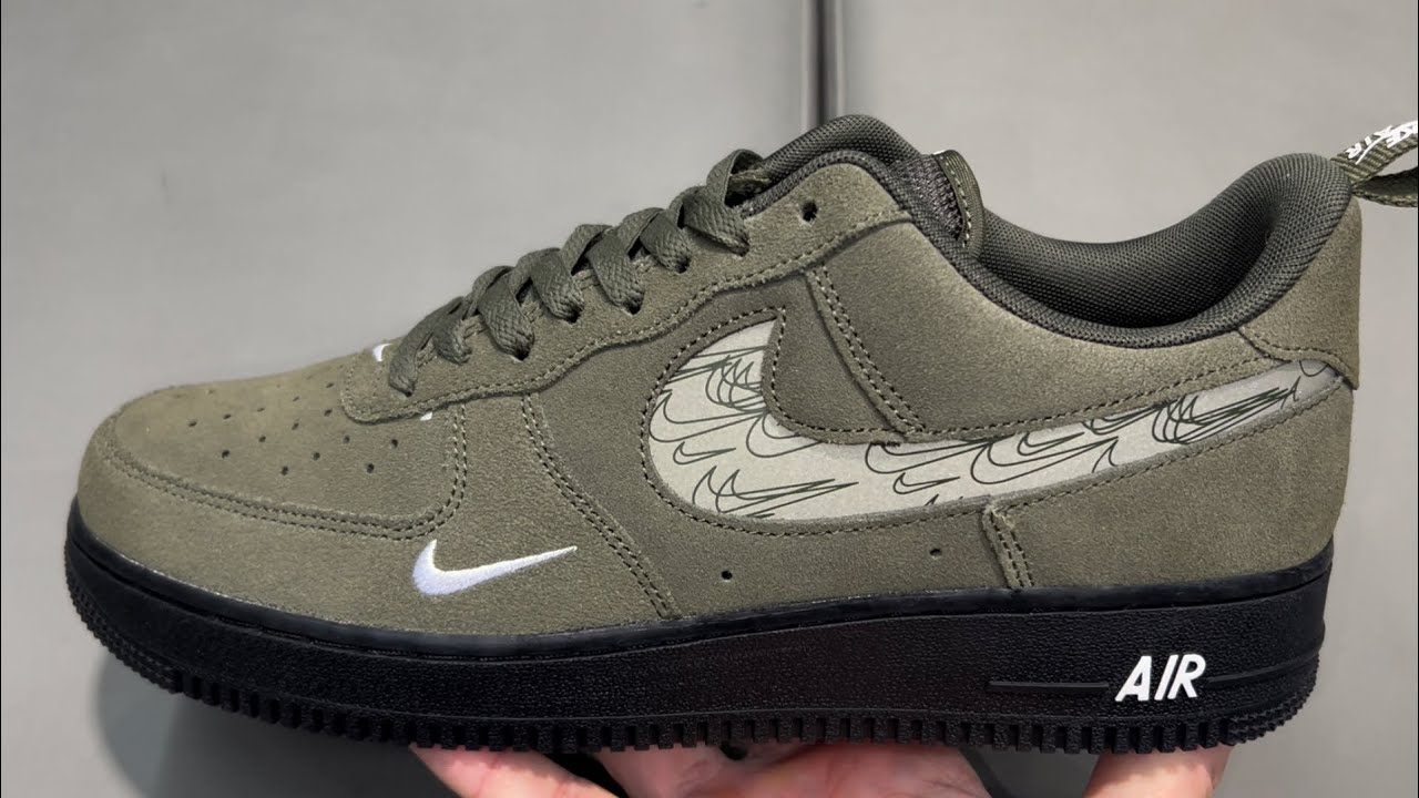 Men's Nike Air Force 1 '07 LV8 Utility Low Overbranding Olive Green Size  10.5