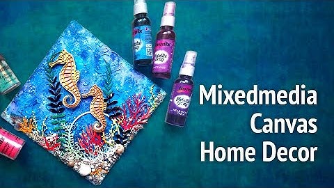 How to use  Embossing Powder in canvas  | Mixed Media Beach canvas Tutorial